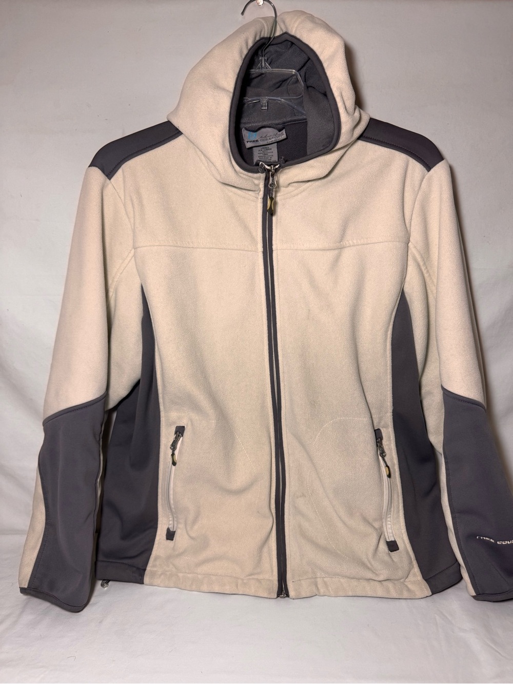 Free Country Women's Fleece Full-Zip Hooded Jacket – Size XXL (Cream/Gray)